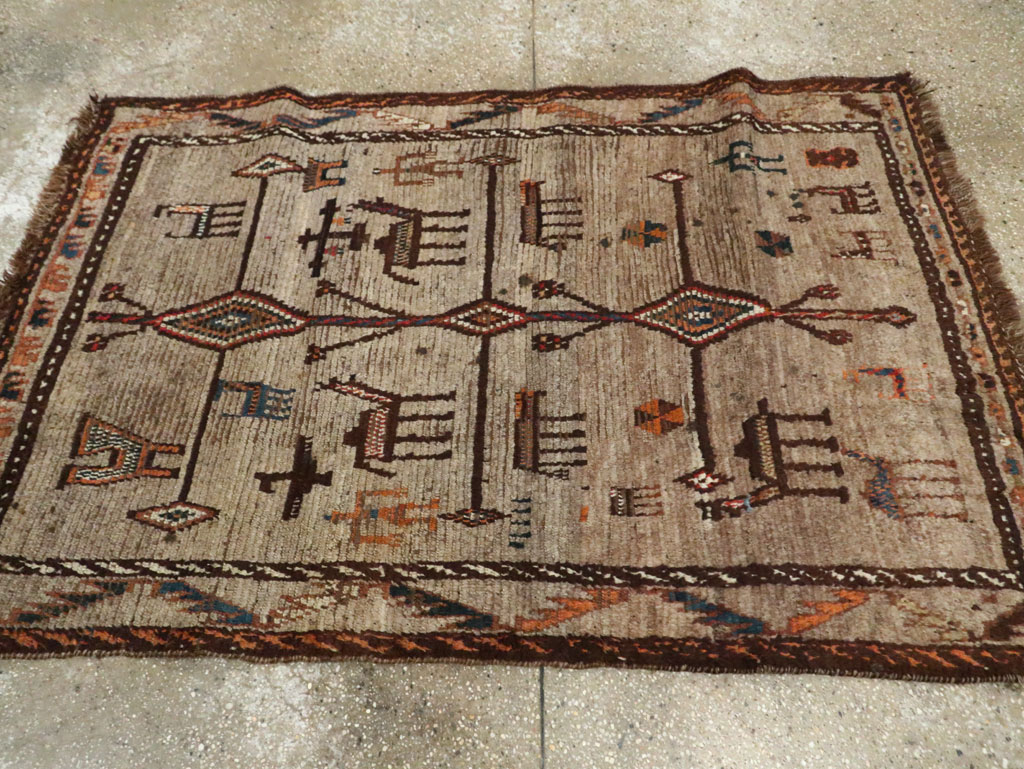 Vintage Persian Gabbeh Pictorial Rug, No.29640 - Staging