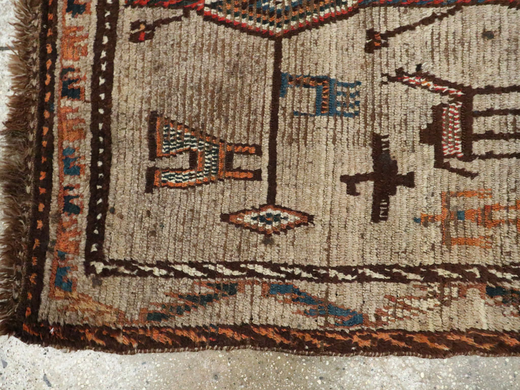 Vintage Persian Gabbeh Pictorial Rug, No.29640 - Staging