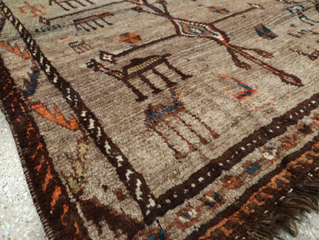 Vintage Persian Gabbeh Pictorial Rug, No.29640 - Staging