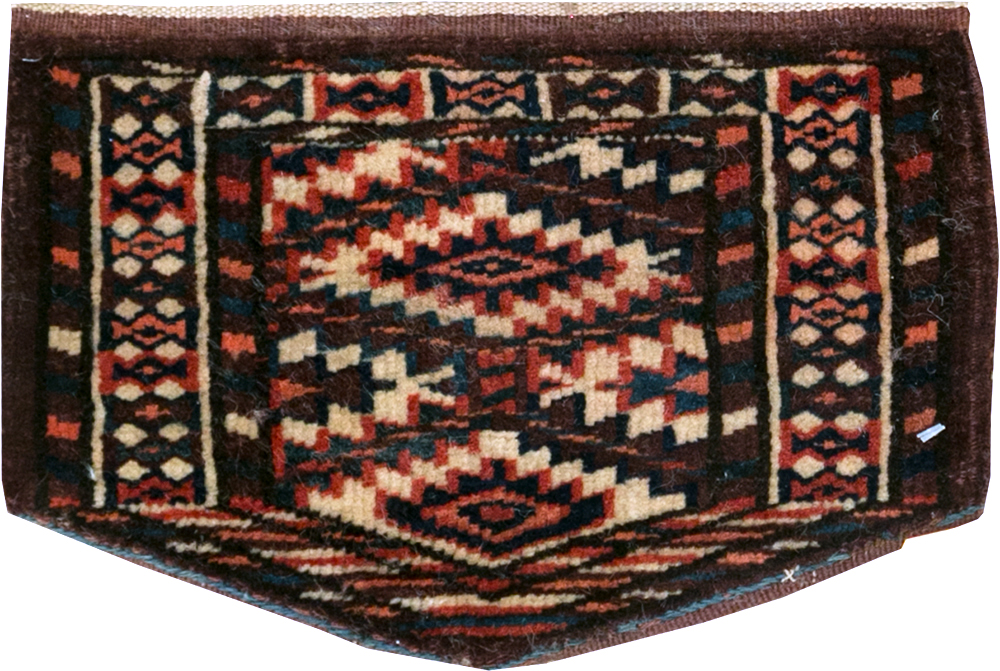 Vintage Central Asian Yamoud Turkoman Throw Rug (Pair: 1 of 2), No.29641 - Staging