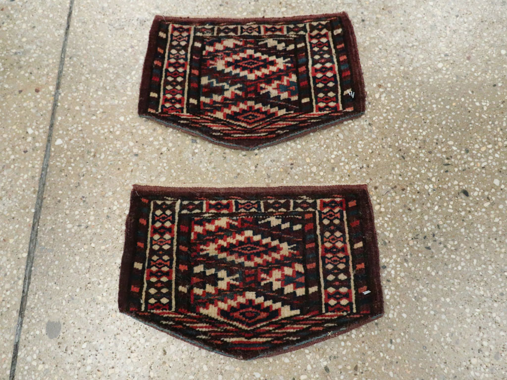 Vintage Central Asian Yamoud Turkoman Throw Rug (Pair: 1 of 2), No.29641 - Staging