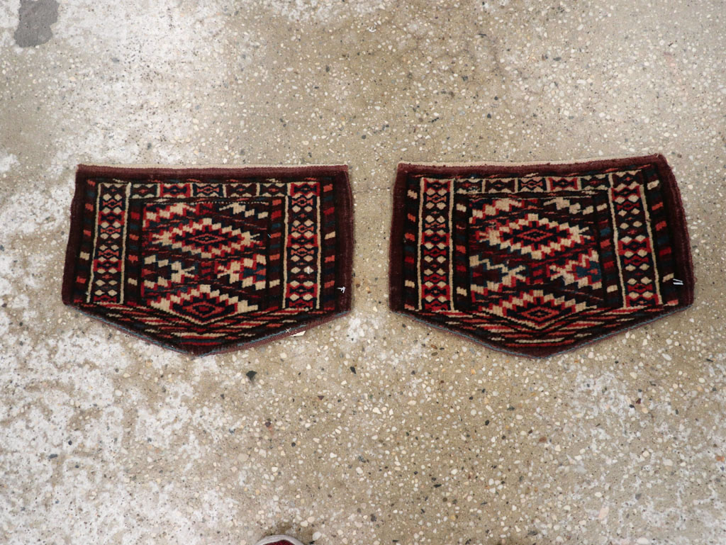 Vintage Central Asian Yamoud Turkoman Throw Rug (Pair: 1 of 2), No.29641 - Staging