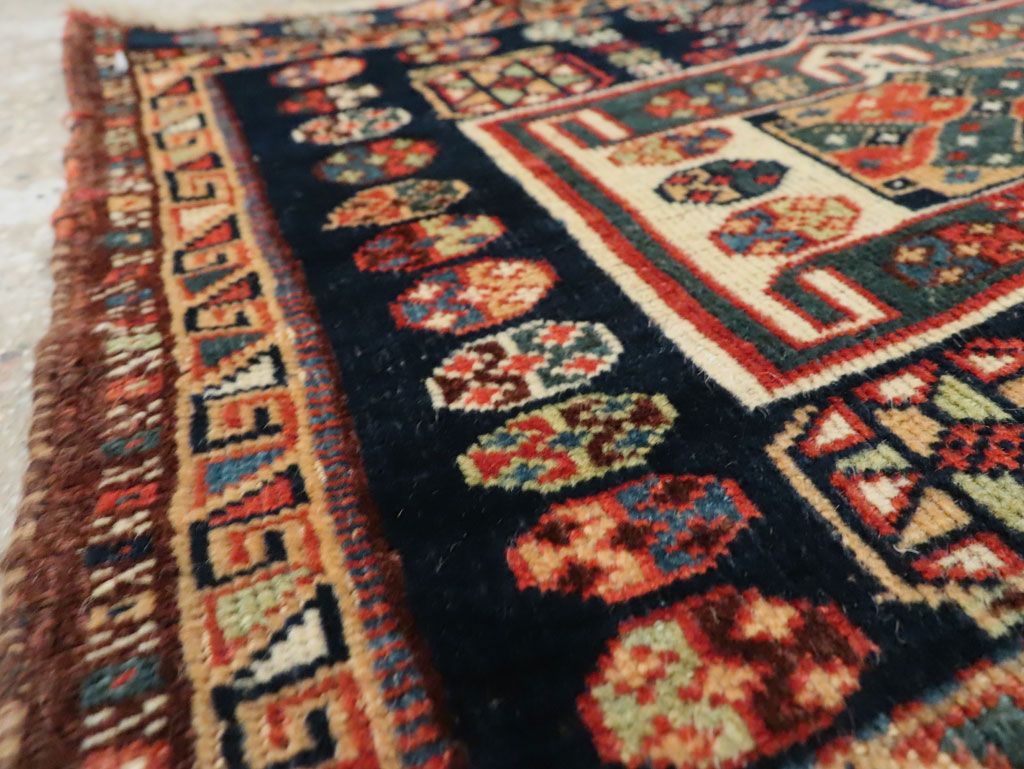 Antique Persian Khamseh Throw Rug, No.29644 - Staging