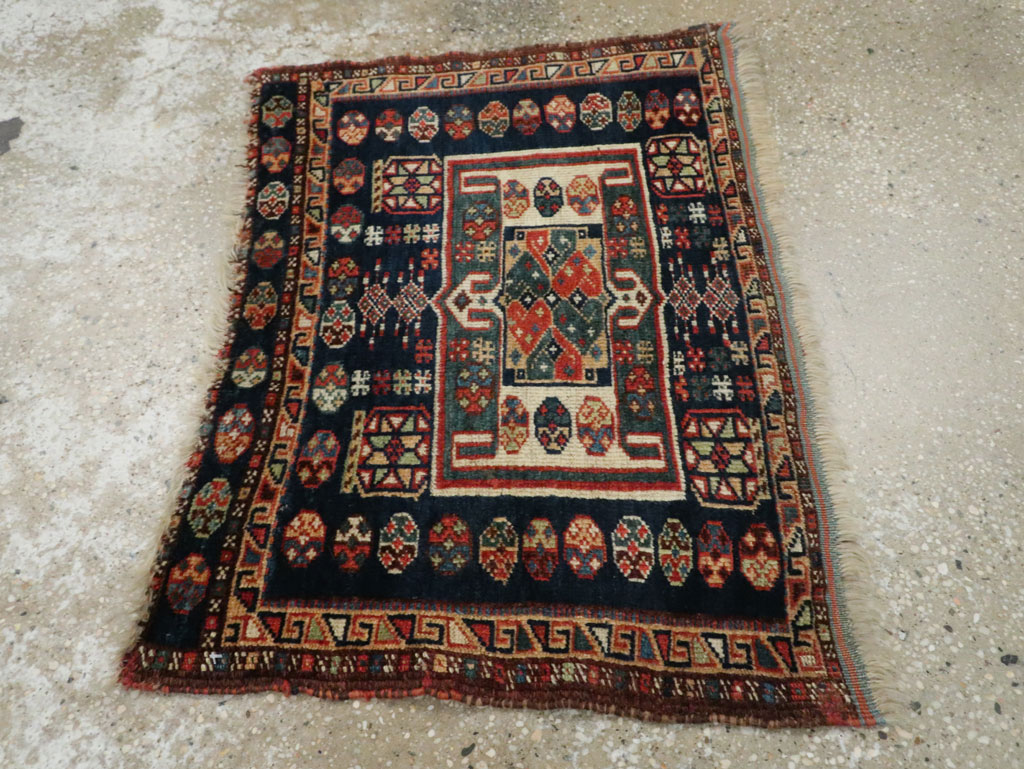 Antique Persian Khamseh Throw Rug, No.29644 - Staging