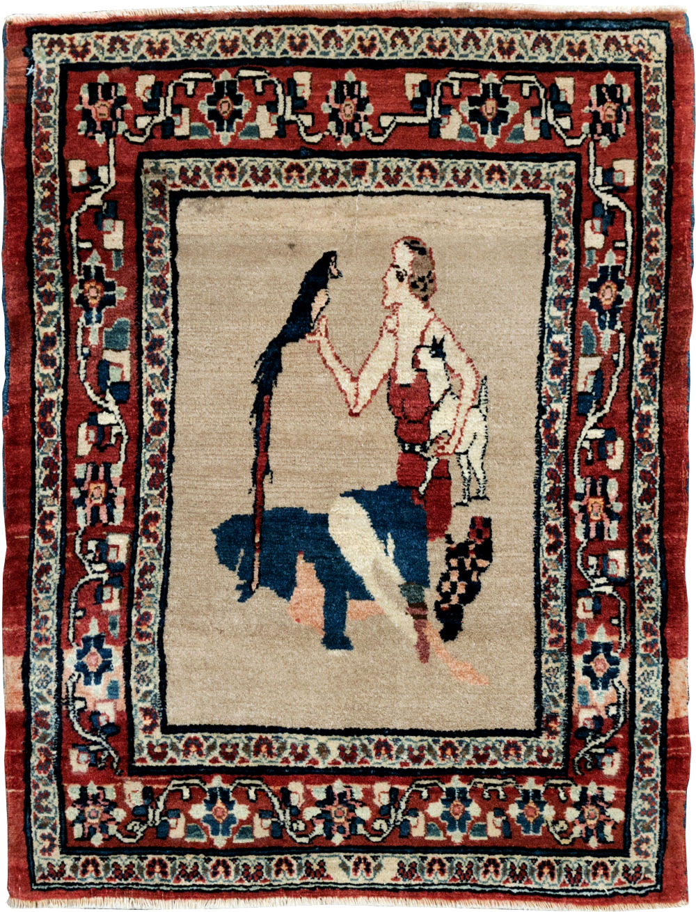 Antique Perisan Tabriz Pictorial Rug, No.29649 - Staging