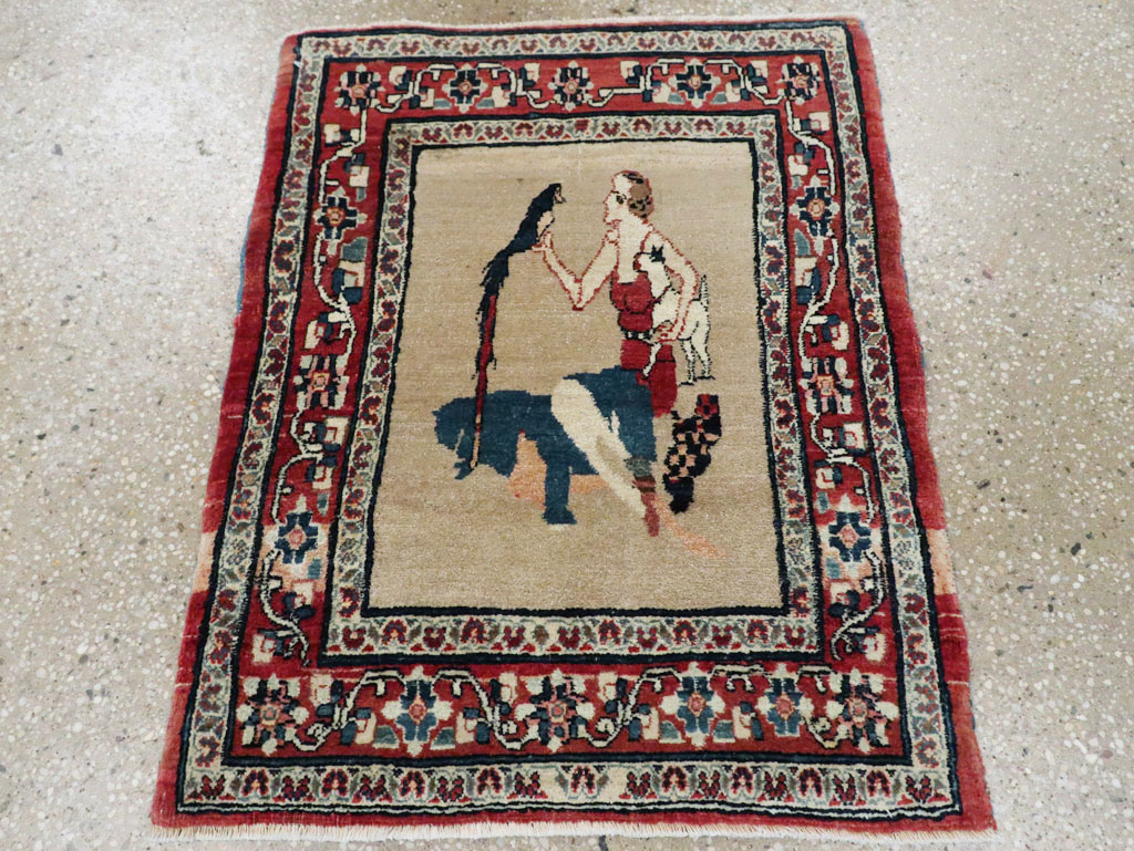 Antique Perisan Tabriz Pictorial Rug, No.29649 - Staging