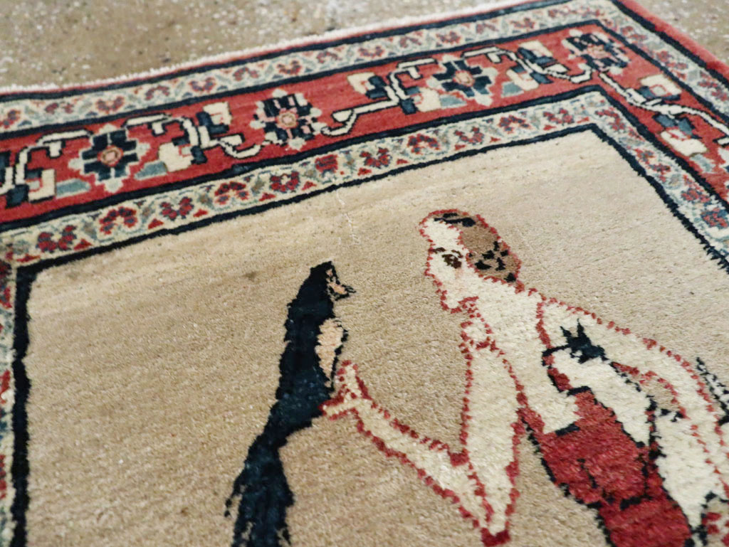 Antique Perisan Tabriz Pictorial Rug, No.29649 - Staging