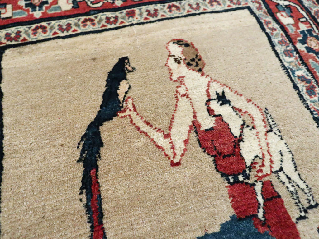 Antique Perisan Tabriz Pictorial Rug, No.29649 - Staging