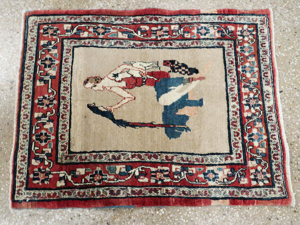 Antique Perisan Tabriz Pictorial Rug, No.29649 - Staging