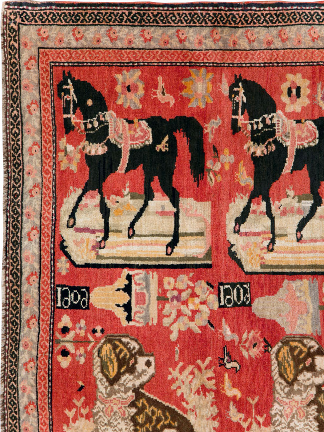 Vintage Pictorial Karabagh Rug, No.29651 - Staging