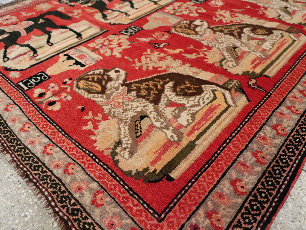 Vintage Pictorial Karabagh Rug, No.29651 - Staging