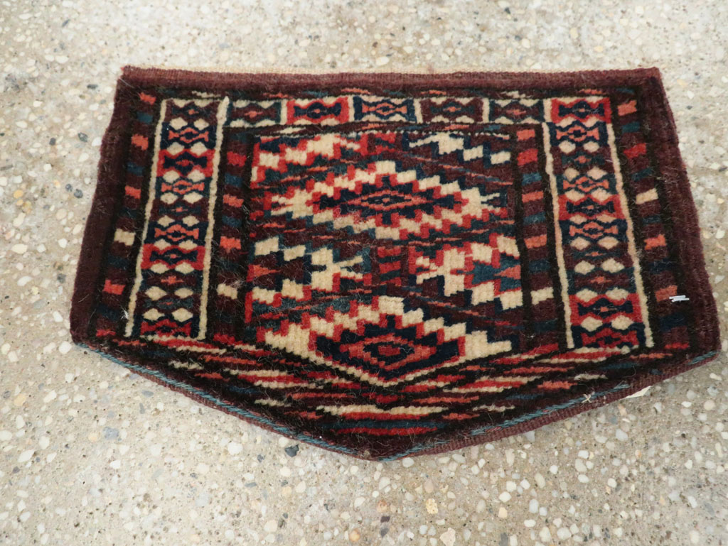 Vintage Central Asian Yamoud Turkoman Throw Rug (Pair: 2 of 2), No.29663 - Staging