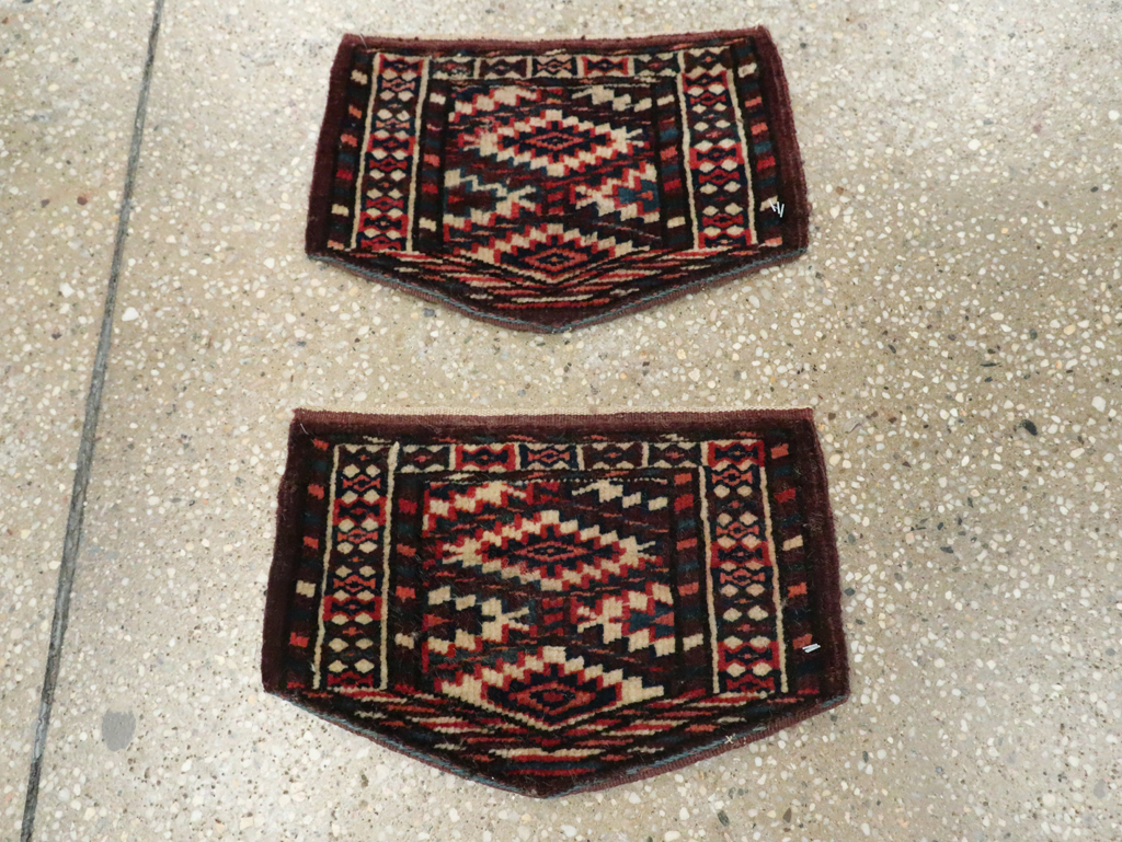 Vintage Central Asian Yamoud Turkoman Throw Rug (Pair: 2 of 2), No.29663 - Staging