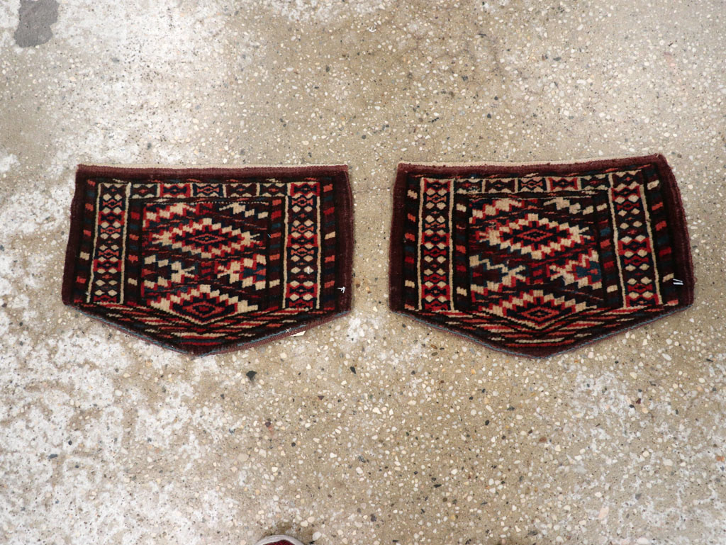 Vintage Central Asian Yamoud Turkoman Throw Rug (Pair: 2 of 2), No.29663 - Staging