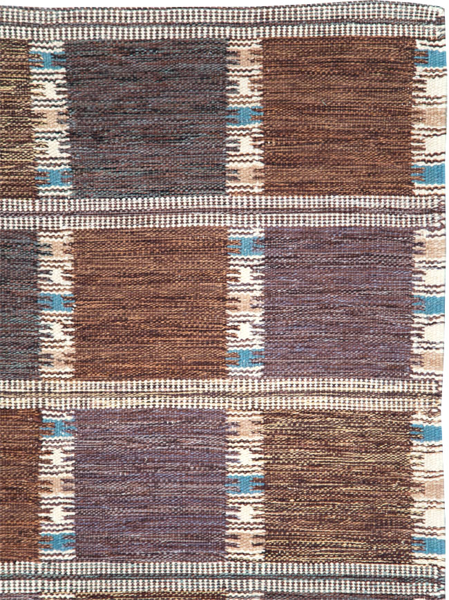 Swedish Inspired Contemporary Turkish Flatweave Kilim Room Size Carpet, No.29667 - Staging
