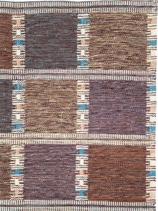 Swedish Inspired Contemporary Turkish Flatweave Kilim Room Size Carpet, No.29667 - Staging
