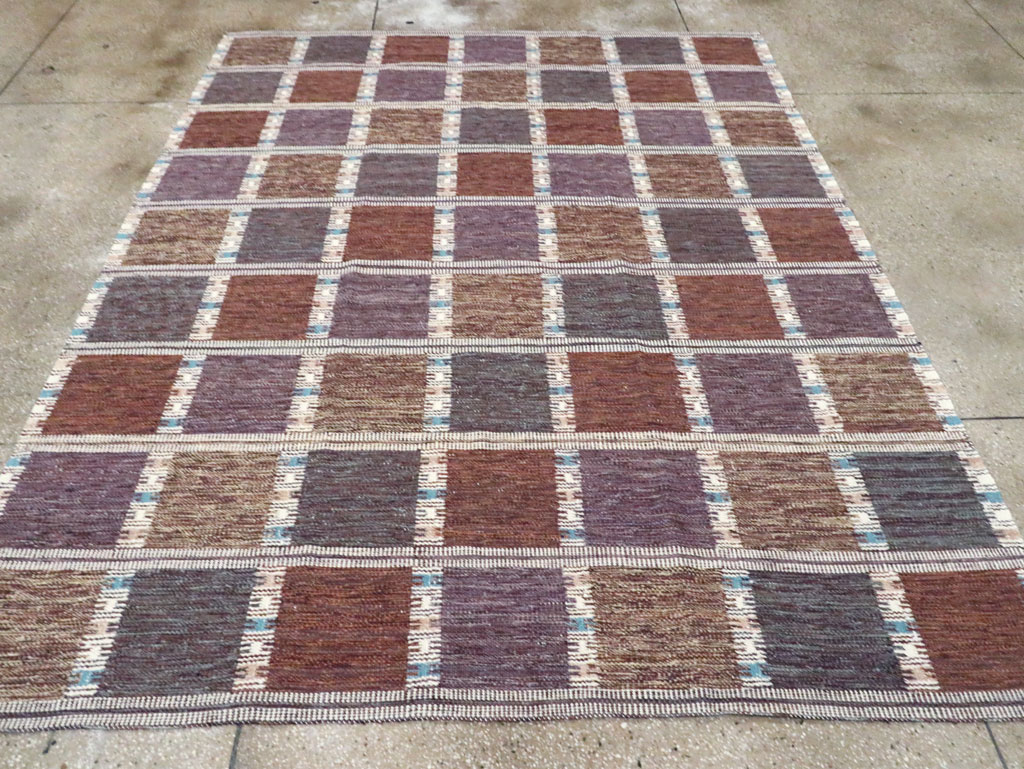 Swedish Inspired Contemporary Turkish Flatweave Kilim Room Size Carpet, No.29667 - Staging