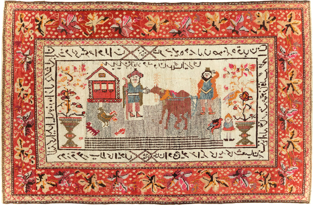Antique Pictorial Karabagh Rug, No.29673 - Staging