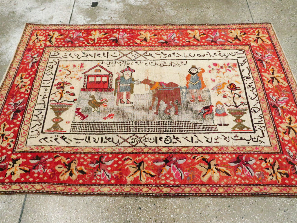 Antique Pictorial Karabagh Rug, No.29673 - Staging