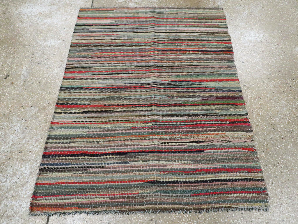 Vintage American Small Rag Rug, No.29674 - Staging