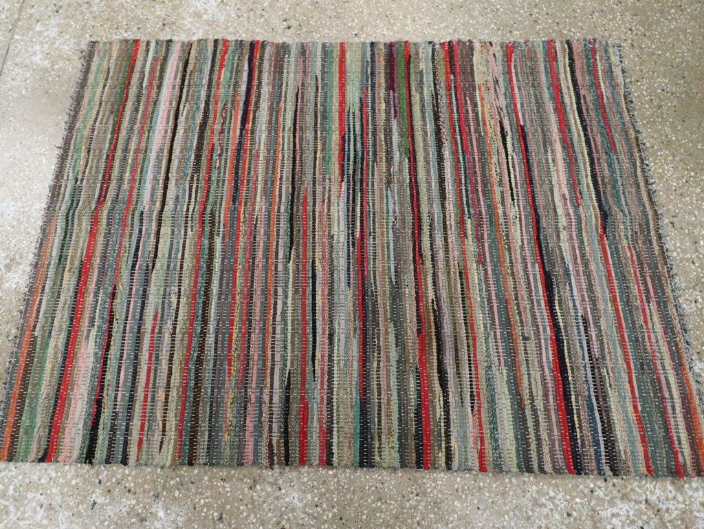 Vintage American Small Rag Rug, No.29674 - Staging