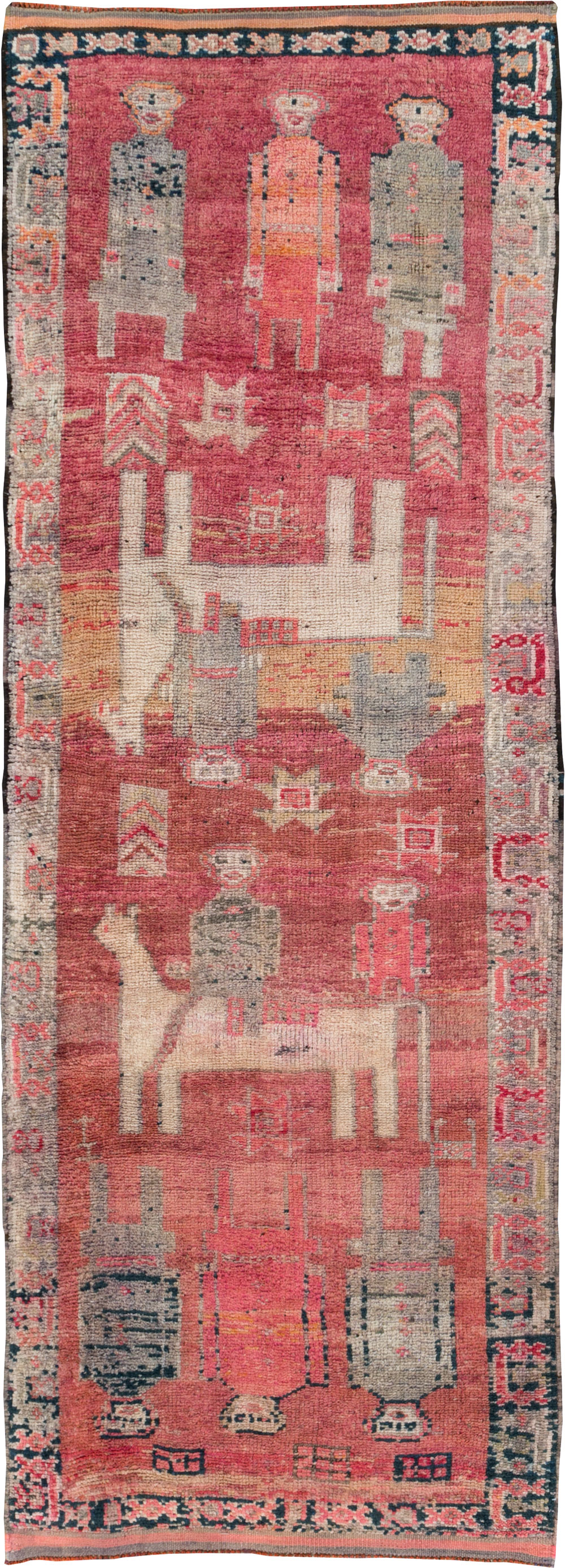 Vintage Turkish Anatolian Pictorial Runner, No.29676 - Staging