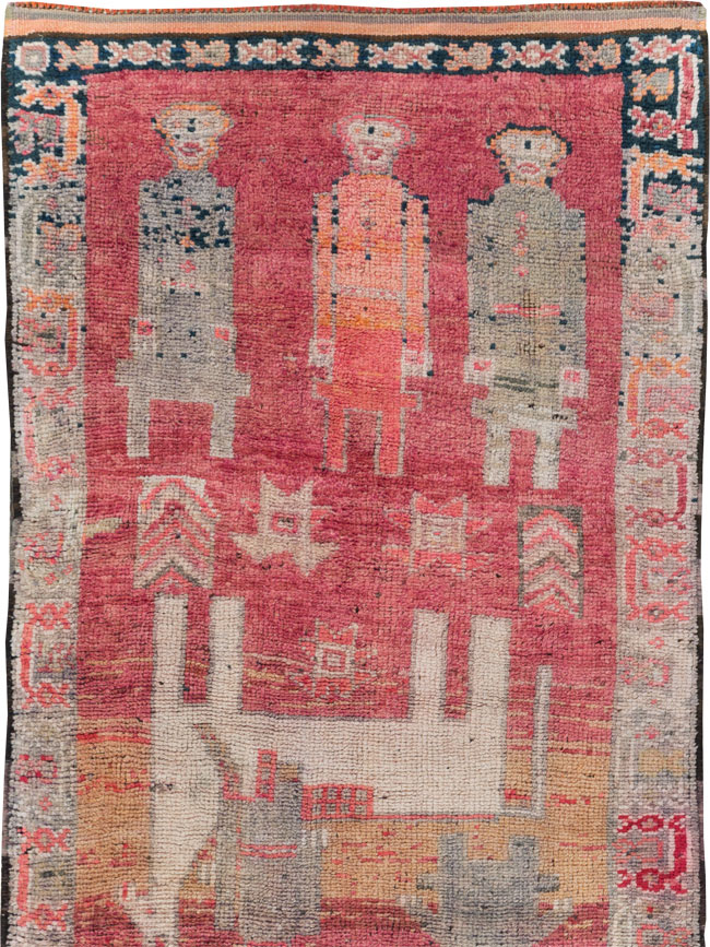 Vintage Turkish Anatolian Pictorial Runner, No.29676 - Staging