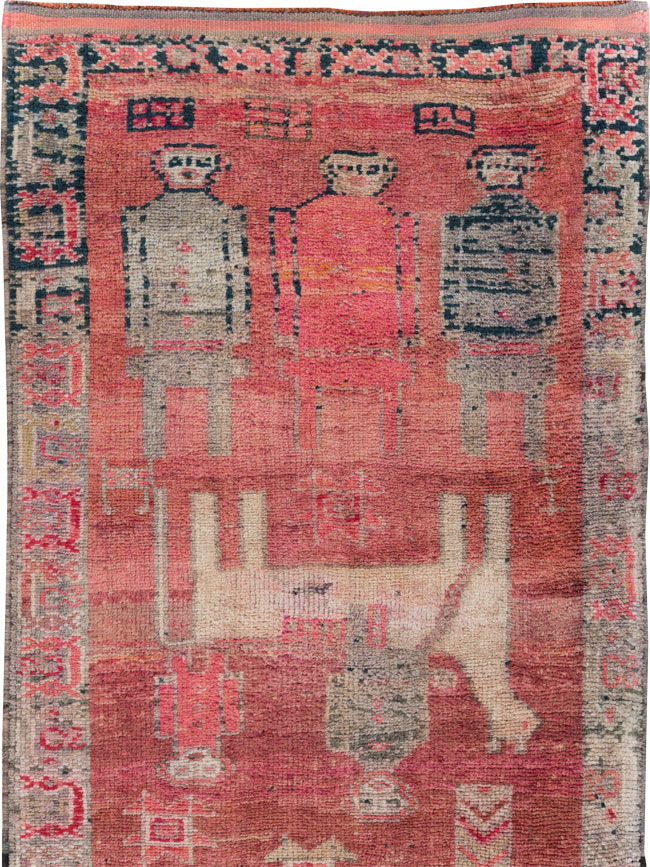 Vintage Turkish Anatolian Pictorial Runner, No.29676 - Staging