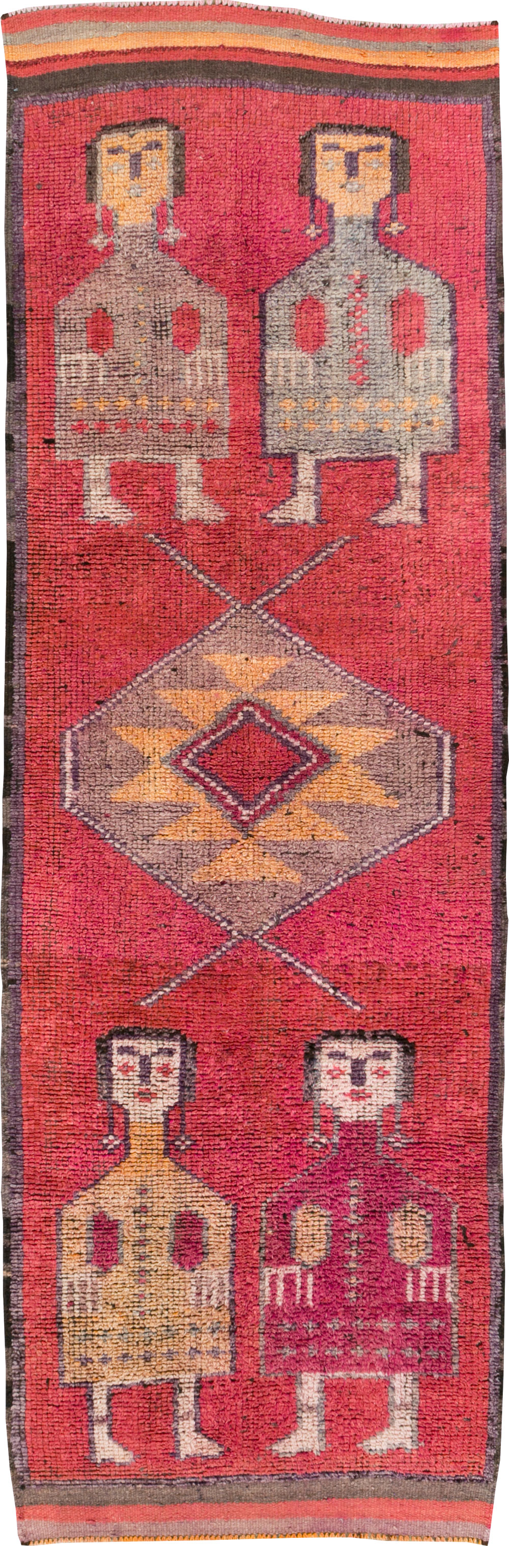 Vintage Turkish Anatolian Pictorial Runner, No.29678 - Staging