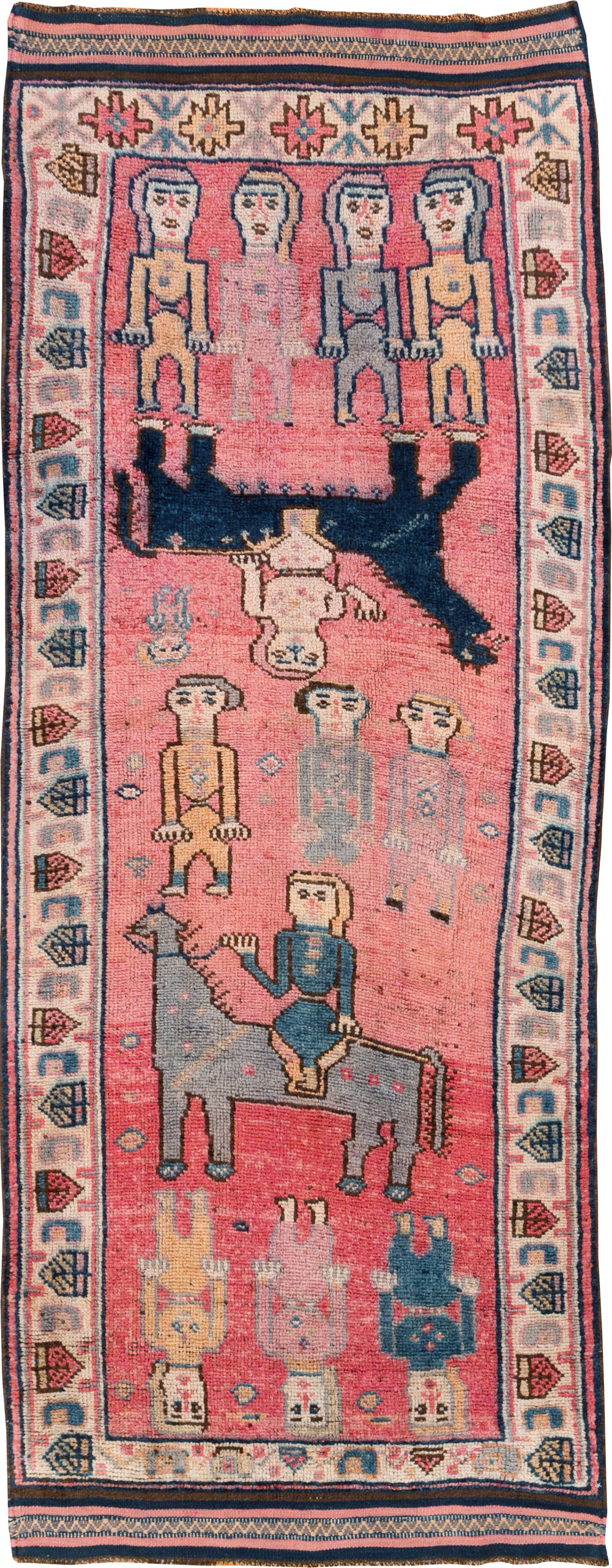 Vintage Turkish Anatolian Pictorial Runner, No.29679 - Staging