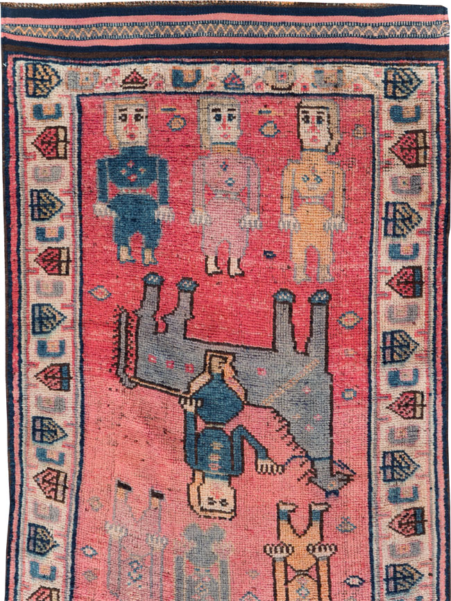 Vintage Turkish Anatolian Pictorial Runner, No.29679 - Staging