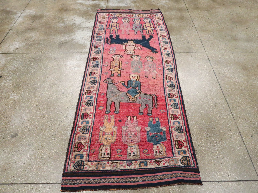 Vintage Turkish Anatolian Pictorial Runner, No.29679 - Staging