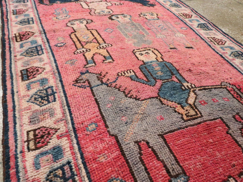 Vintage Turkish Anatolian Pictorial Runner, No.29679 - Staging