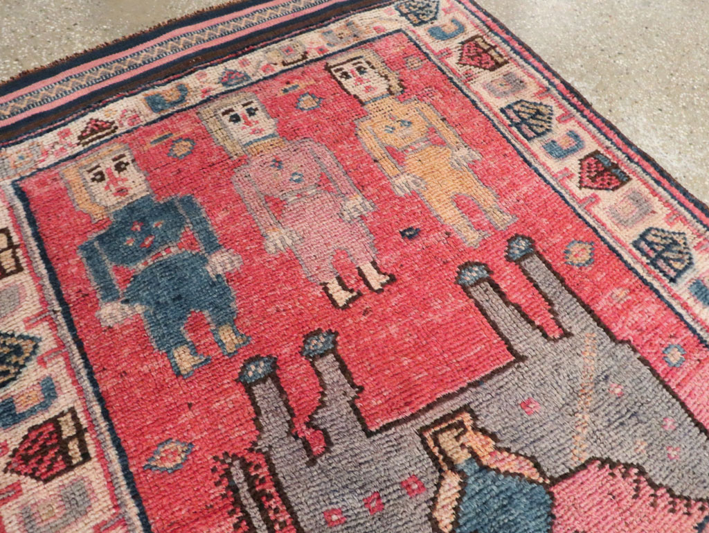 Vintage Turkish Anatolian Pictorial Runner, No.29679 - Staging