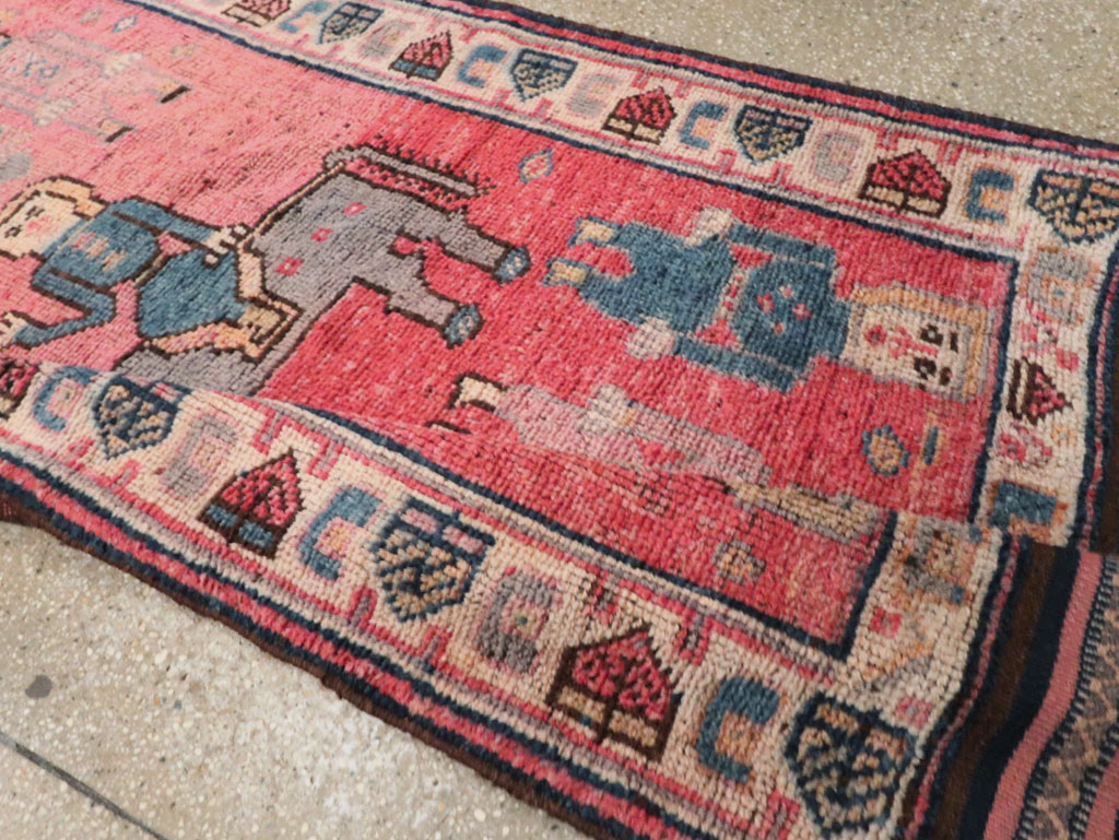 Vintage Turkish Anatolian Pictorial Runner, No.29679 - Staging