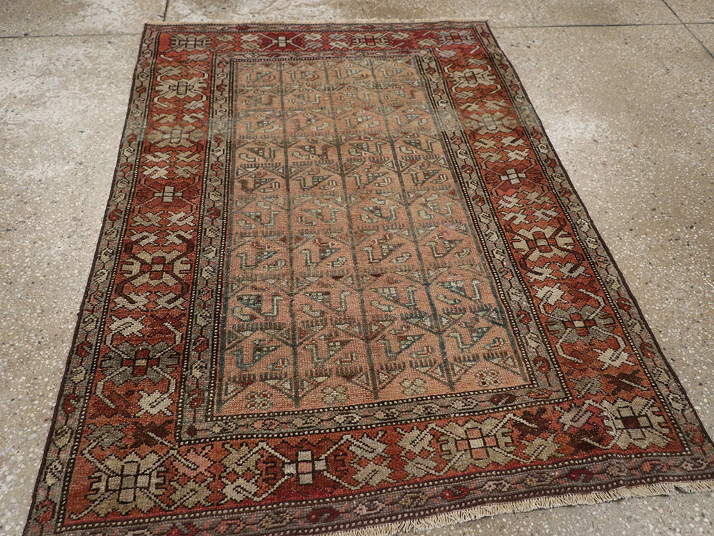 Antique Persian Malayer Throw Rug, No.29682 - Staging
