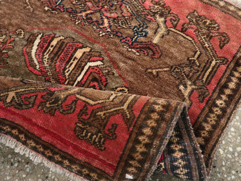 Antique Persian Malayer Pictorial Throw Rug, No.29687 - Staging