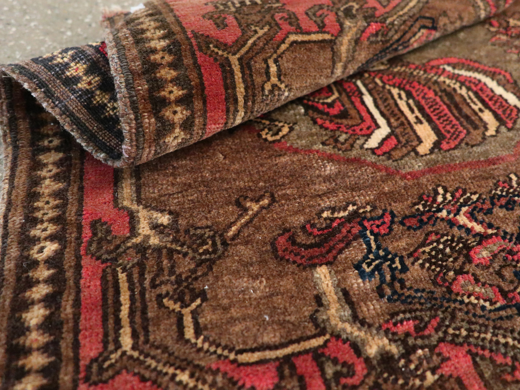 Antique Persian Malayer Pictorial Throw Rug, No.29687 - Staging
