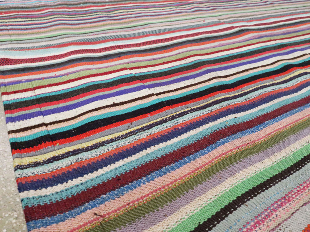 Contemporary Colorful Turkish Flat-Weave Kilim, No.29692 - Staging