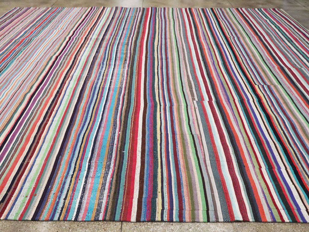 Contemporary Colorful Turkish Flat-Weave Kilim, No.29692 - Staging