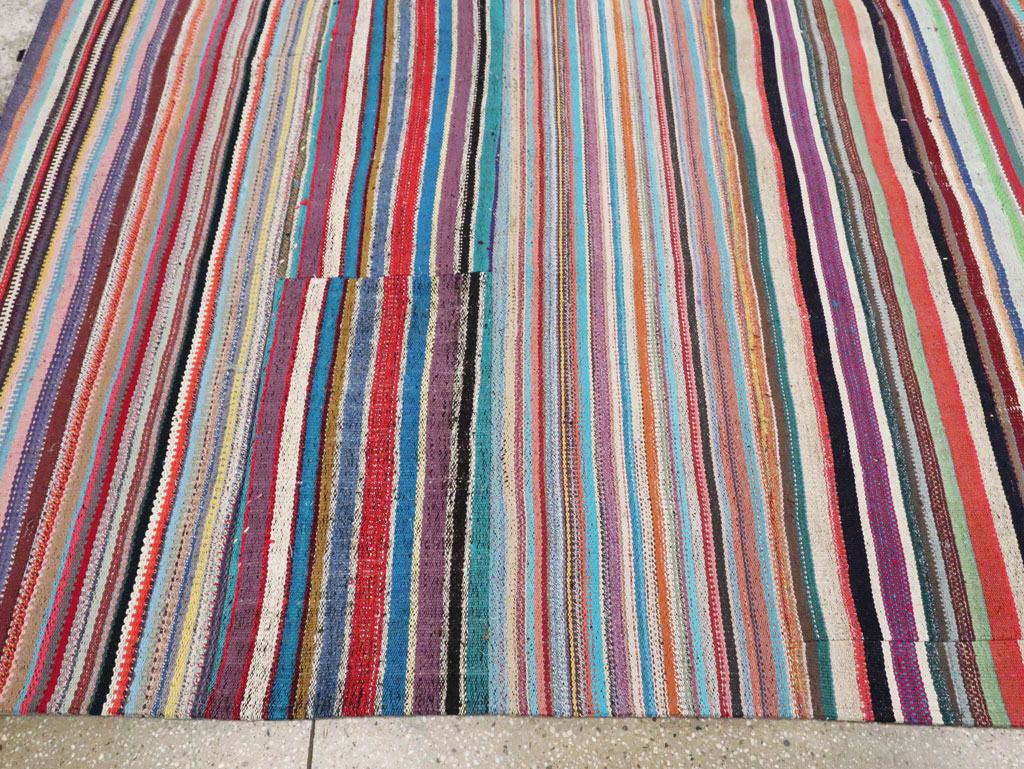 Contemporary Colorful Turkish Flat-Weave Kilim, No.29692 - Staging