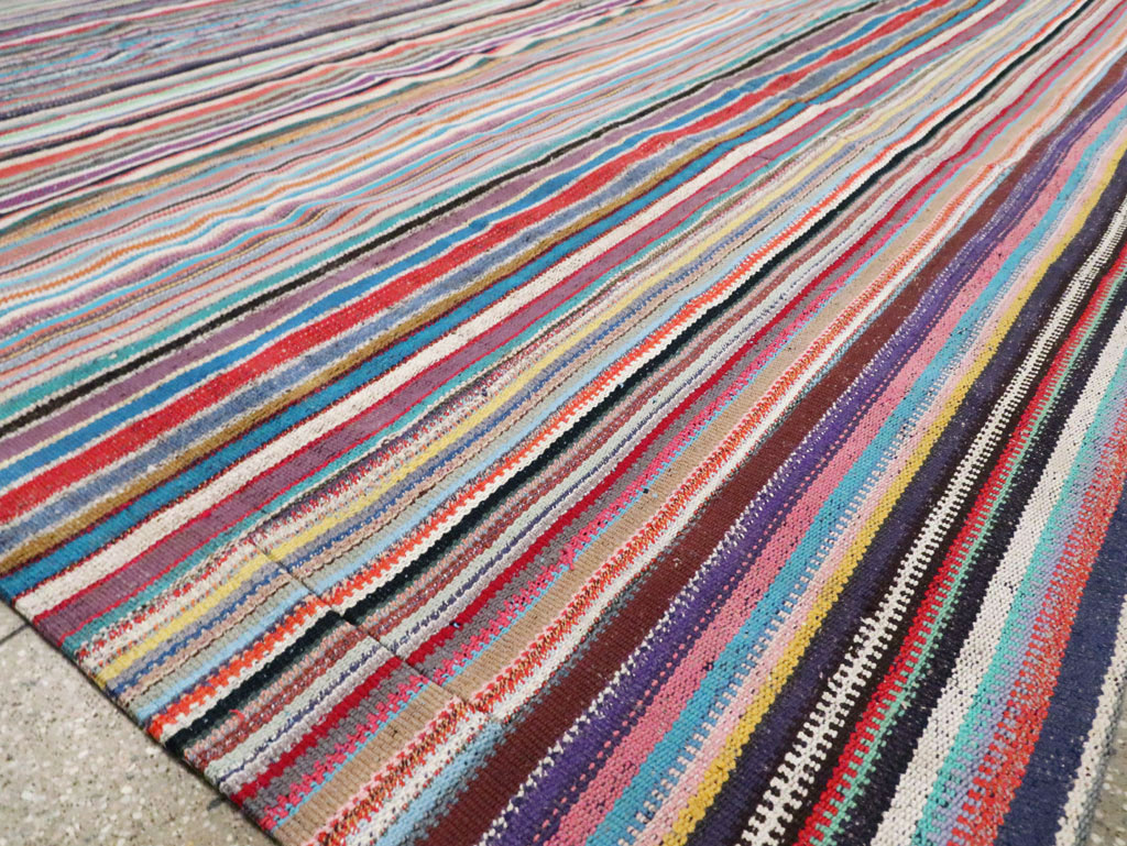 Contemporary Colorful Turkish Flat-Weave Kilim, No.29692 - Staging