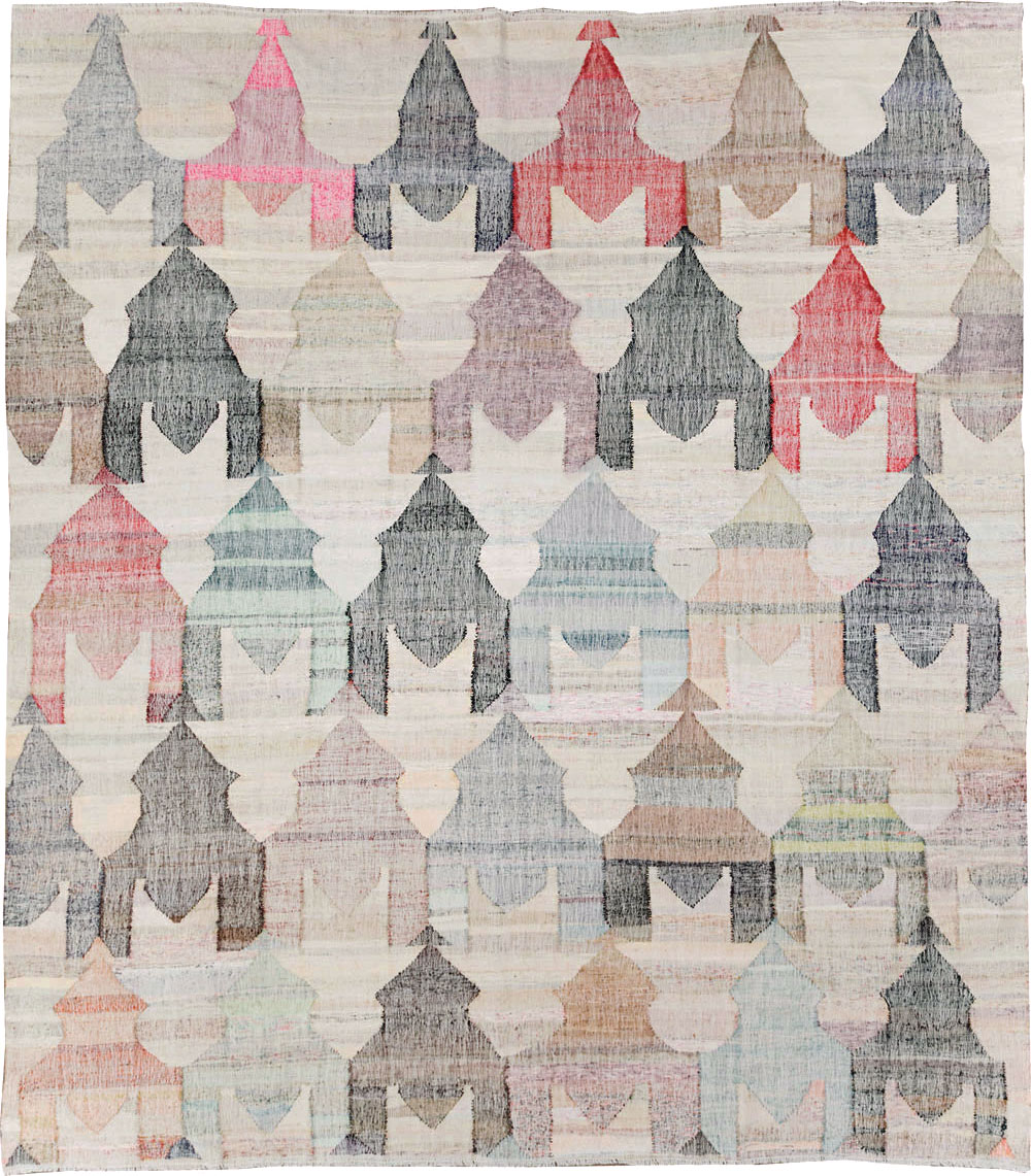 Turkish Contemporary Flatweave Kilim Large Room Size Carpet, No.29696 - Staging