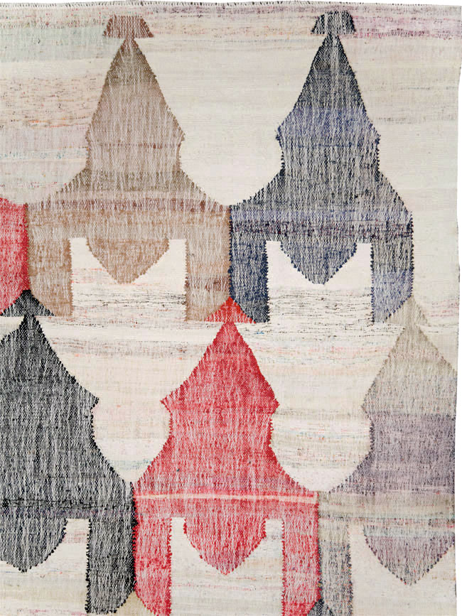 Turkish Contemporary Flatweave Kilim Large Room Size Carpet, No.29696 - Staging