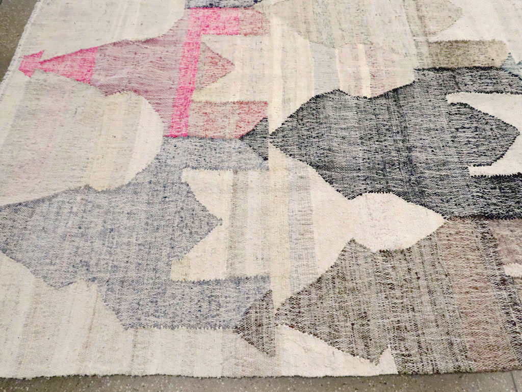 Turkish Contemporary Flatweave Kilim Large Room Size Carpet, No.29696 - Staging