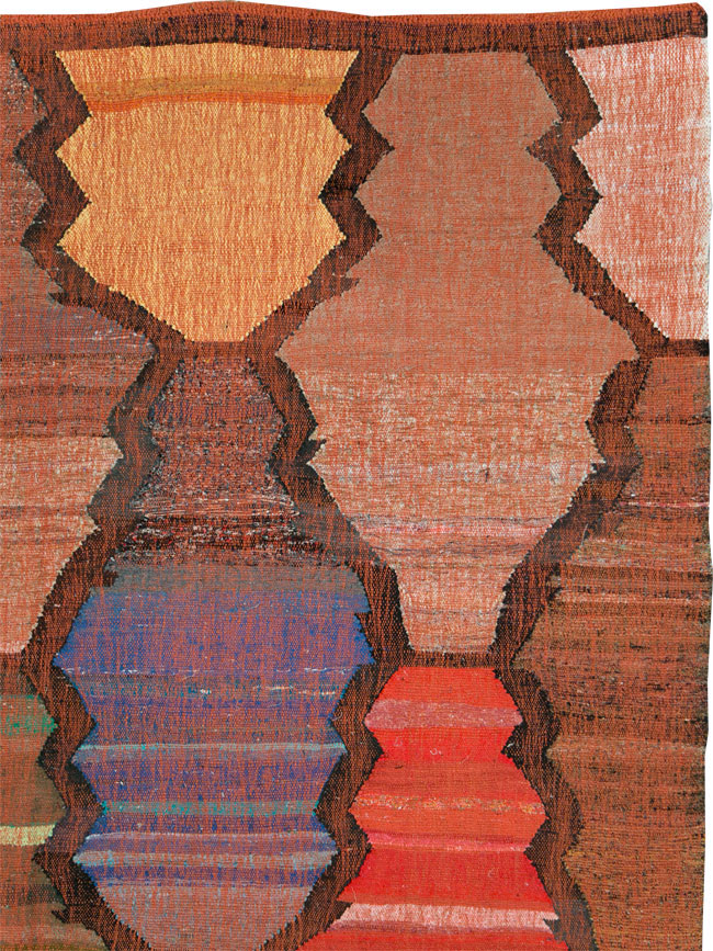 Contemporary Turkish Flatweave Kilim Room Size Carpet, No.29697 - Staging