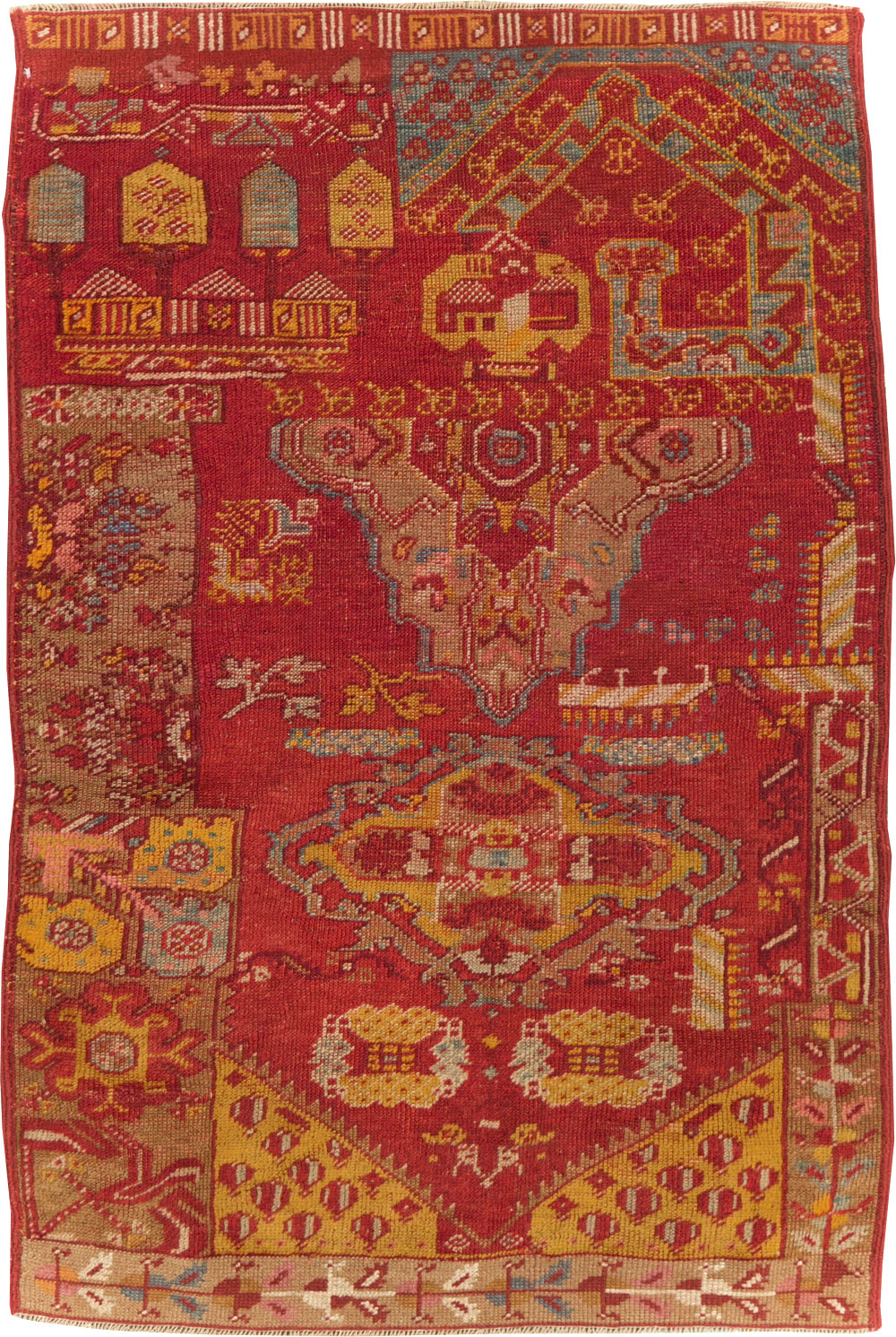 Antique Turkish Anatolian Wagireh Rug, No.29704 - Staging