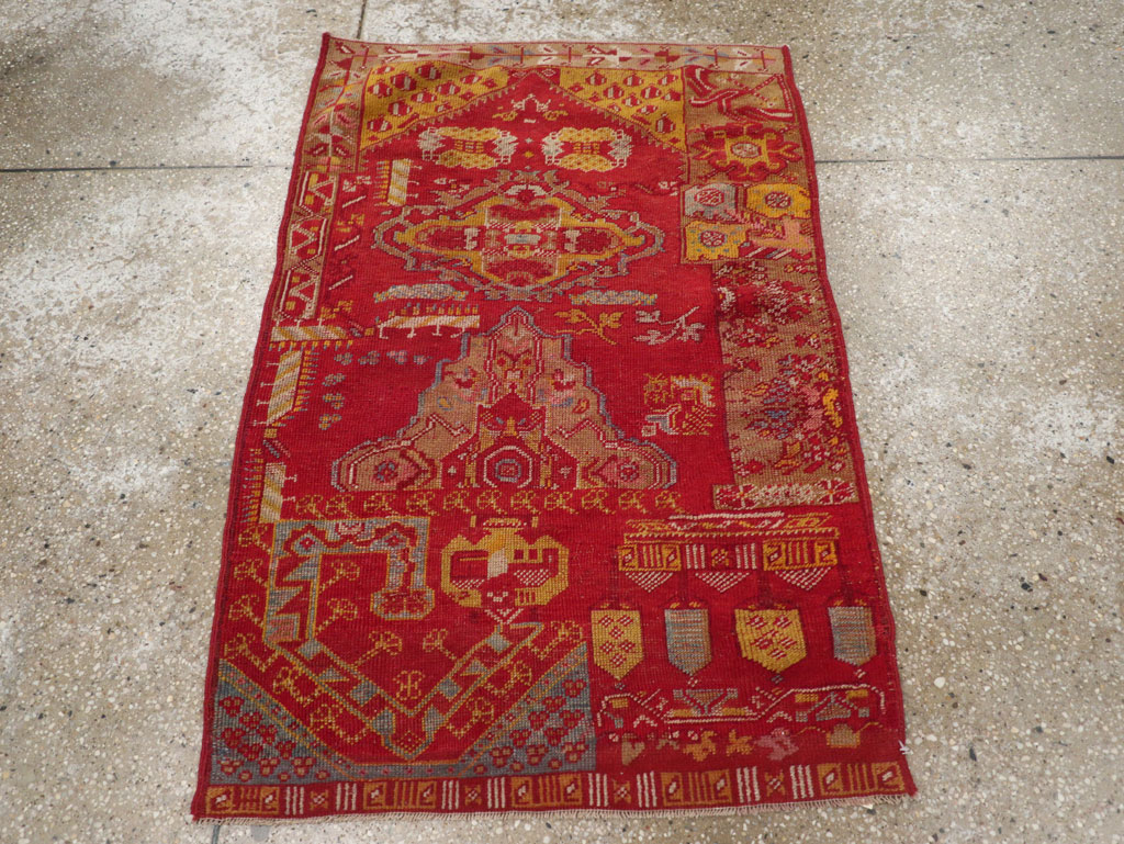 Antique Turkish Anatolian Wagireh Rug, No.29704 - Staging
