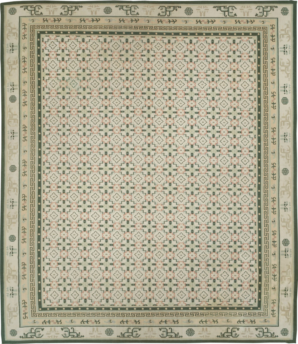 Large Vintage Indian Dhurrie Flatweave Carpet, No.29705 - Staging