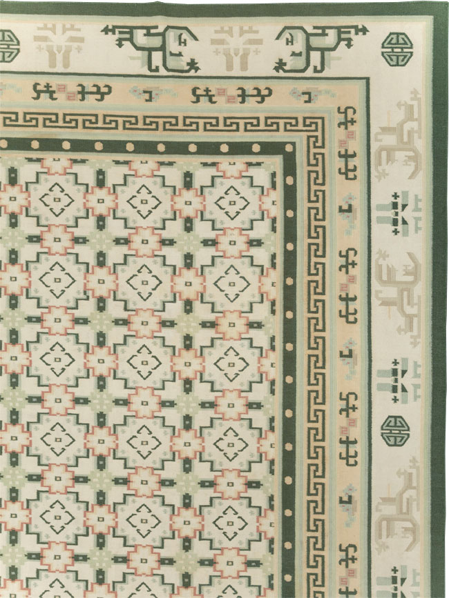 Large Vintage Indian Dhurrie Flatweave Carpet, No.29705 - Staging